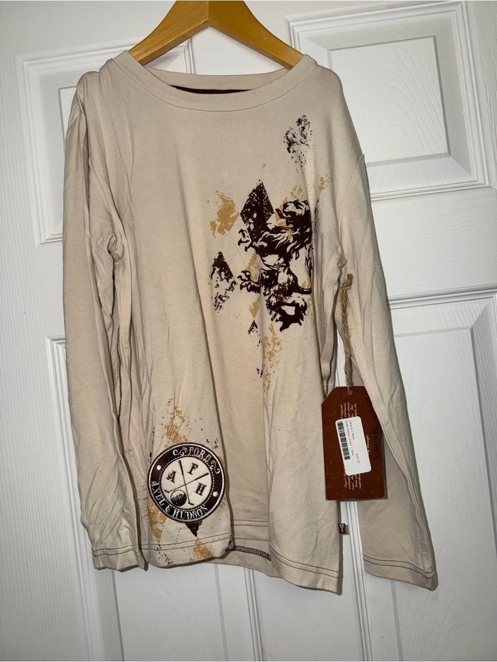 NWT Axel & Hudson Boys Lion Crest Long Sleeve Tee | Cream